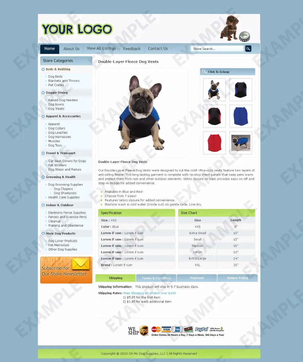 Realbird premade eBay listing template #1300 for pets
