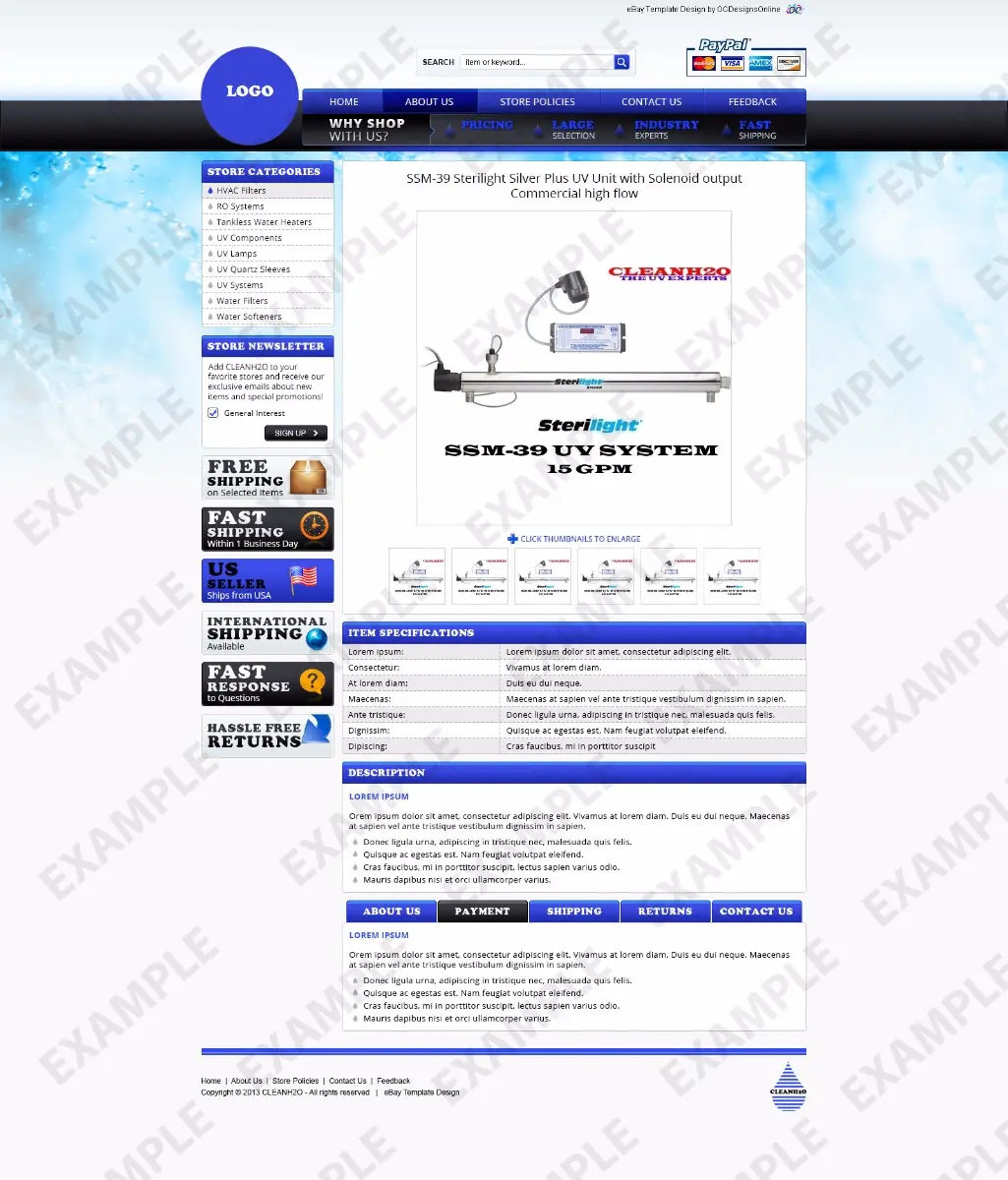 Oyoxo premade eBay listing template #1224 for home & garden