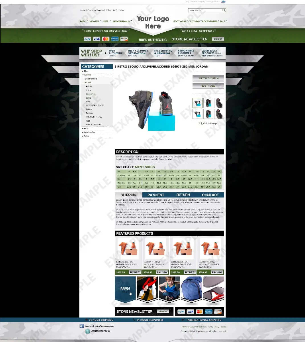 Jumpcast listing template #1314 — premade eBay design preview