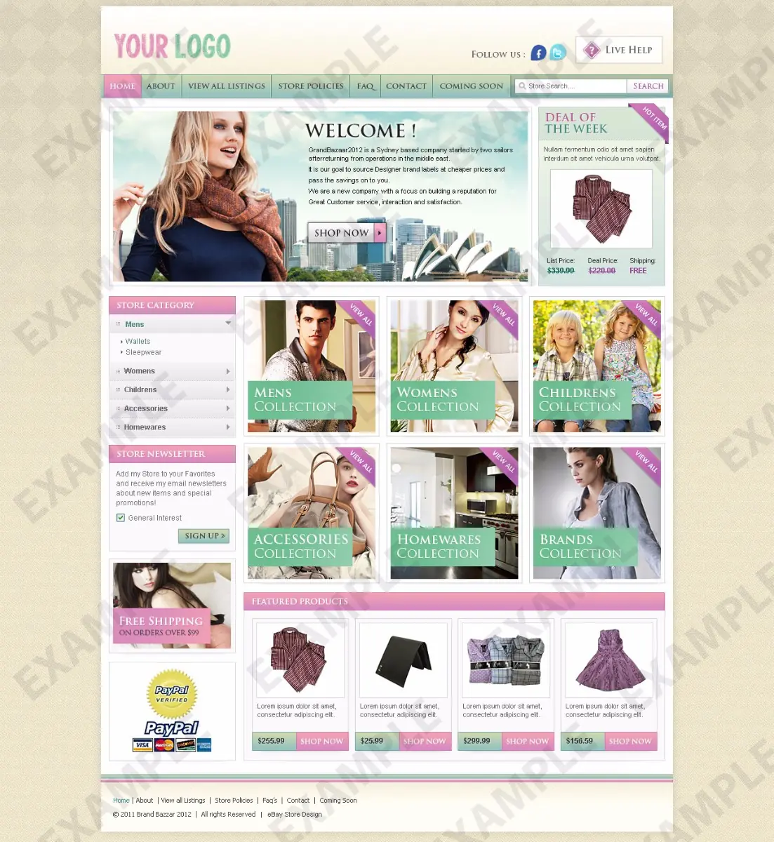 Bubblebridge store design #1206 — premade eBay design preview