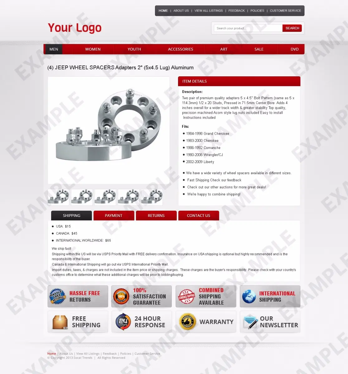 Skipshots listing template #1207 — premade eBay design preview