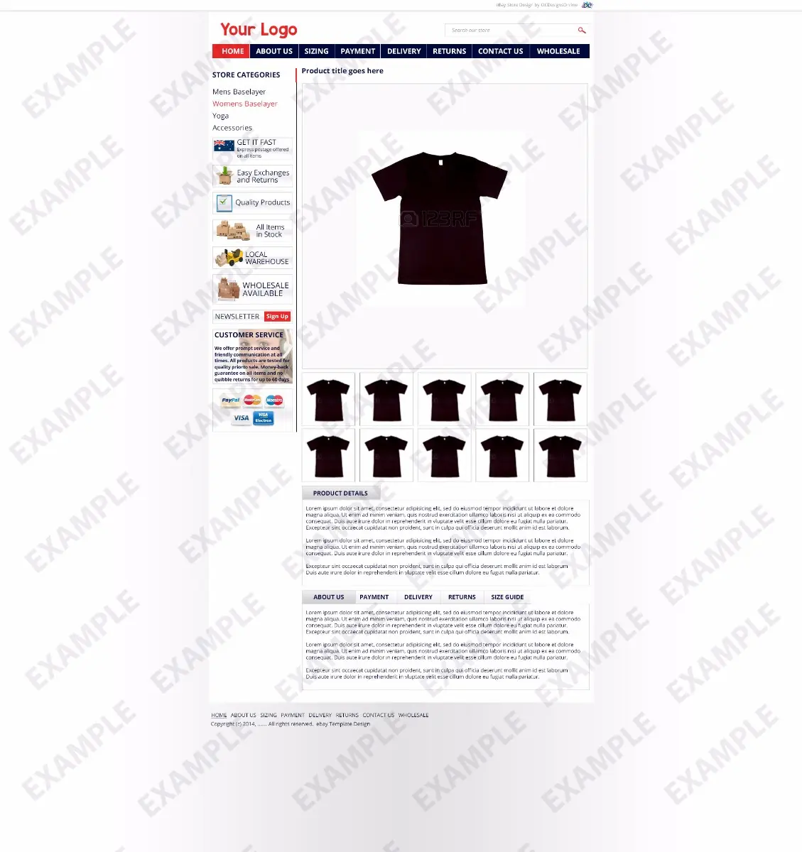 Photozone premade eBay listing template #1284 for apparel & shoes