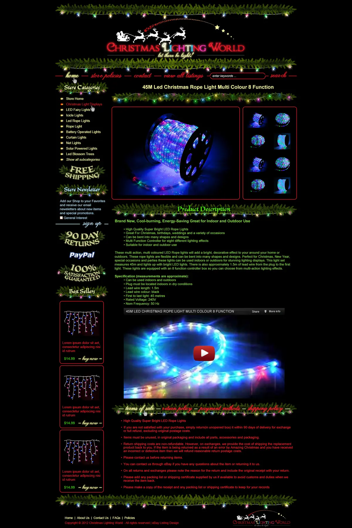 Christmas Lighting World eBay Store Design