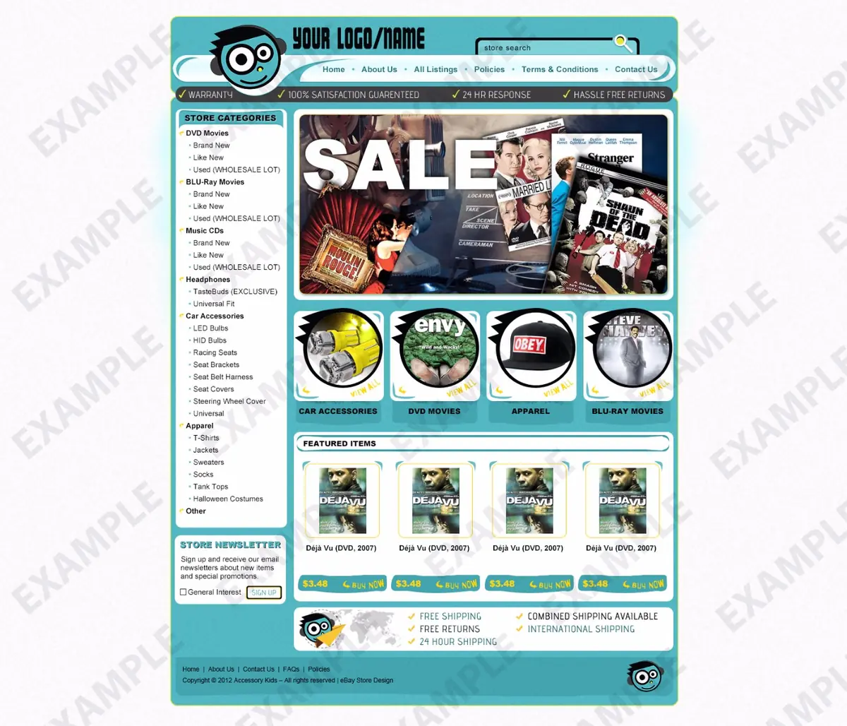 Fivefly store design #1236 — premade eBay design preview