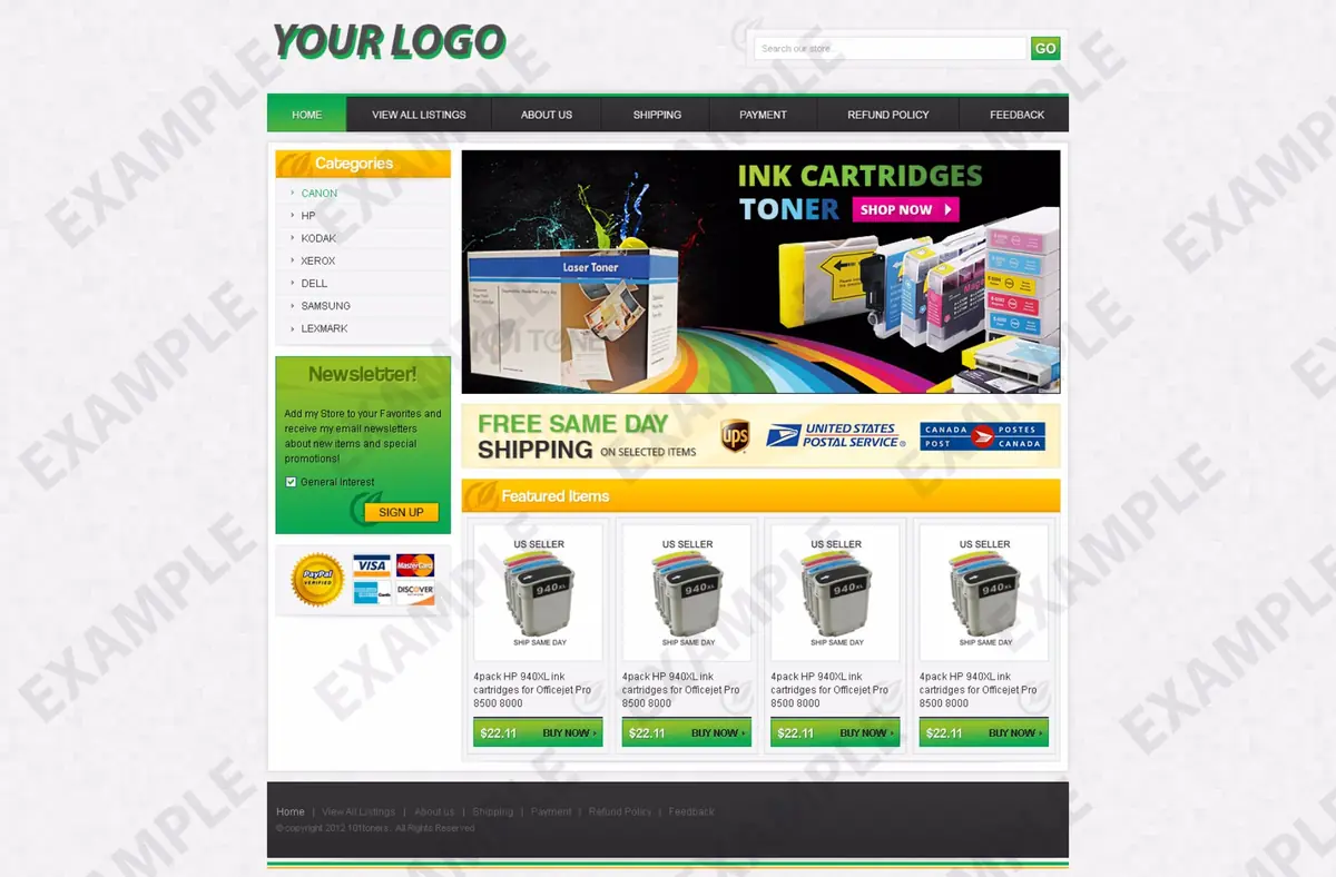 Kwigen store design #1249 — premade eBay design preview