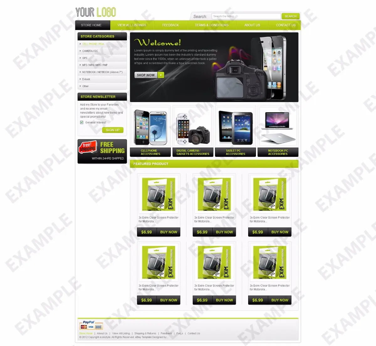 Babblecat premade eBay store design #1261 for electronics & cameras
