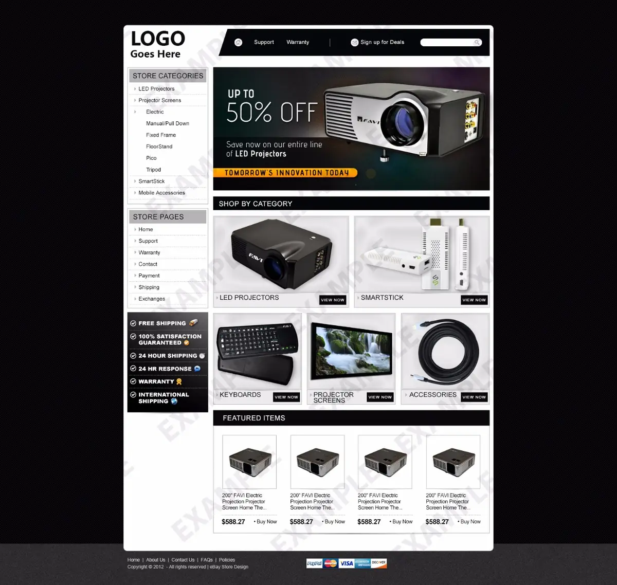 Flashspan premade eBay store design #1266 for electronics & cameras