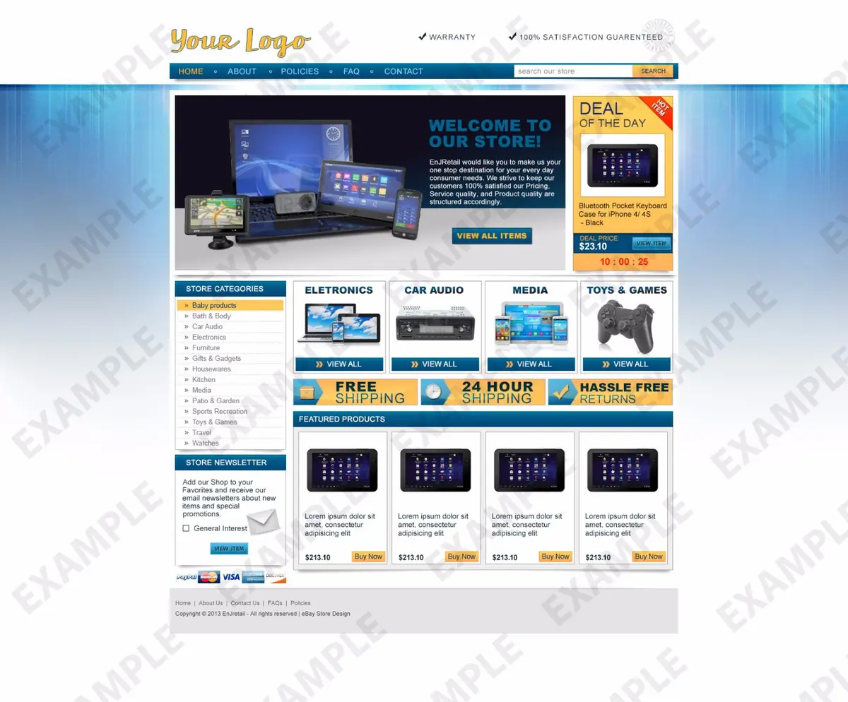 Myfeed premade eBay store design #1280 for electronics & cameras
