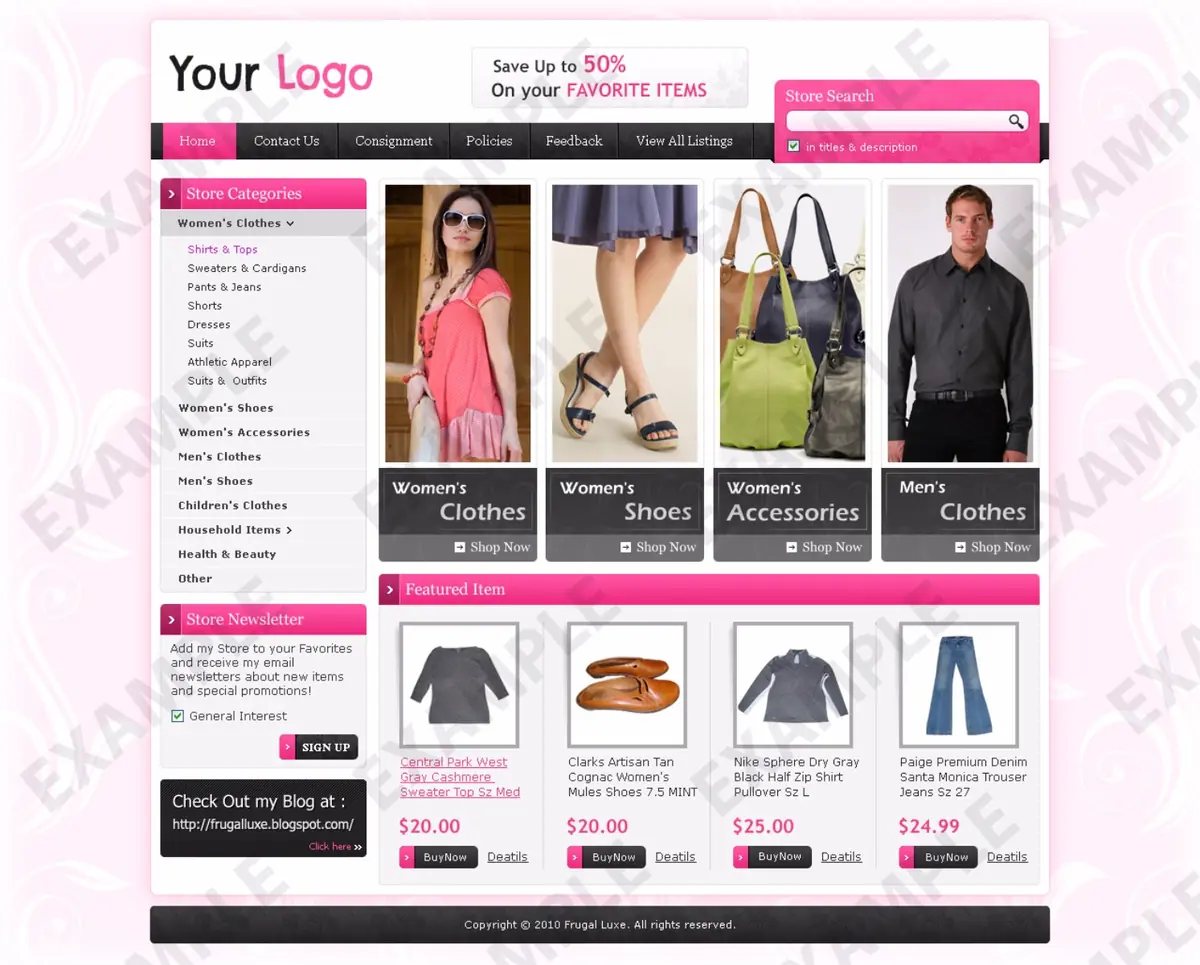 Skanti premade eBay store design #1298 for apparel & shoes