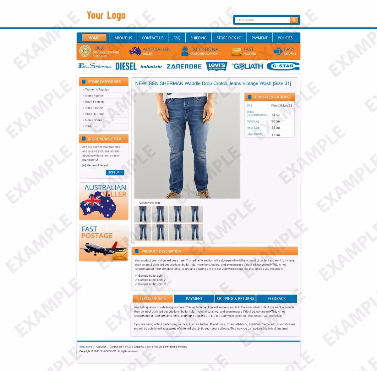 Flashbox listing template #1309 — premade eBay design preview