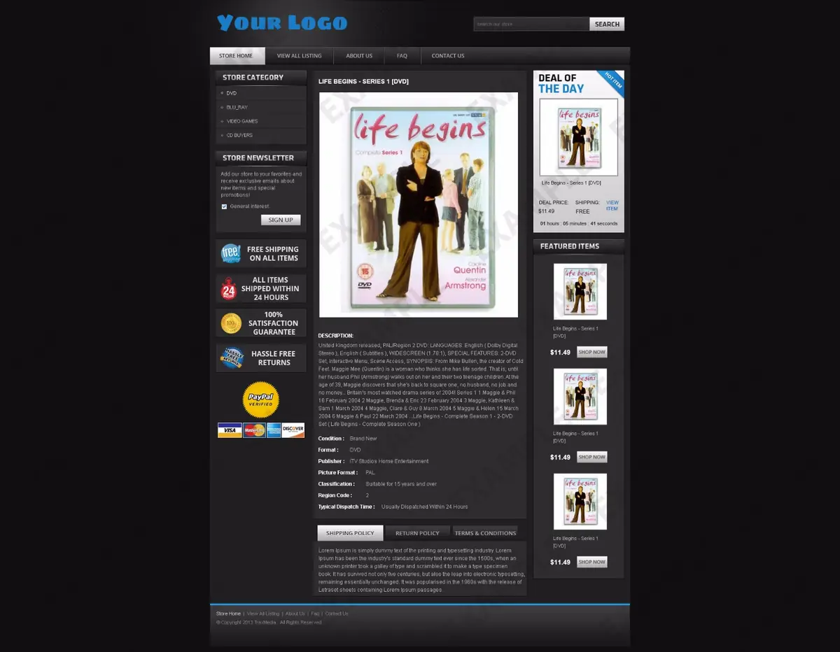 Dazzleopia listing template #1311 — premade eBay design preview