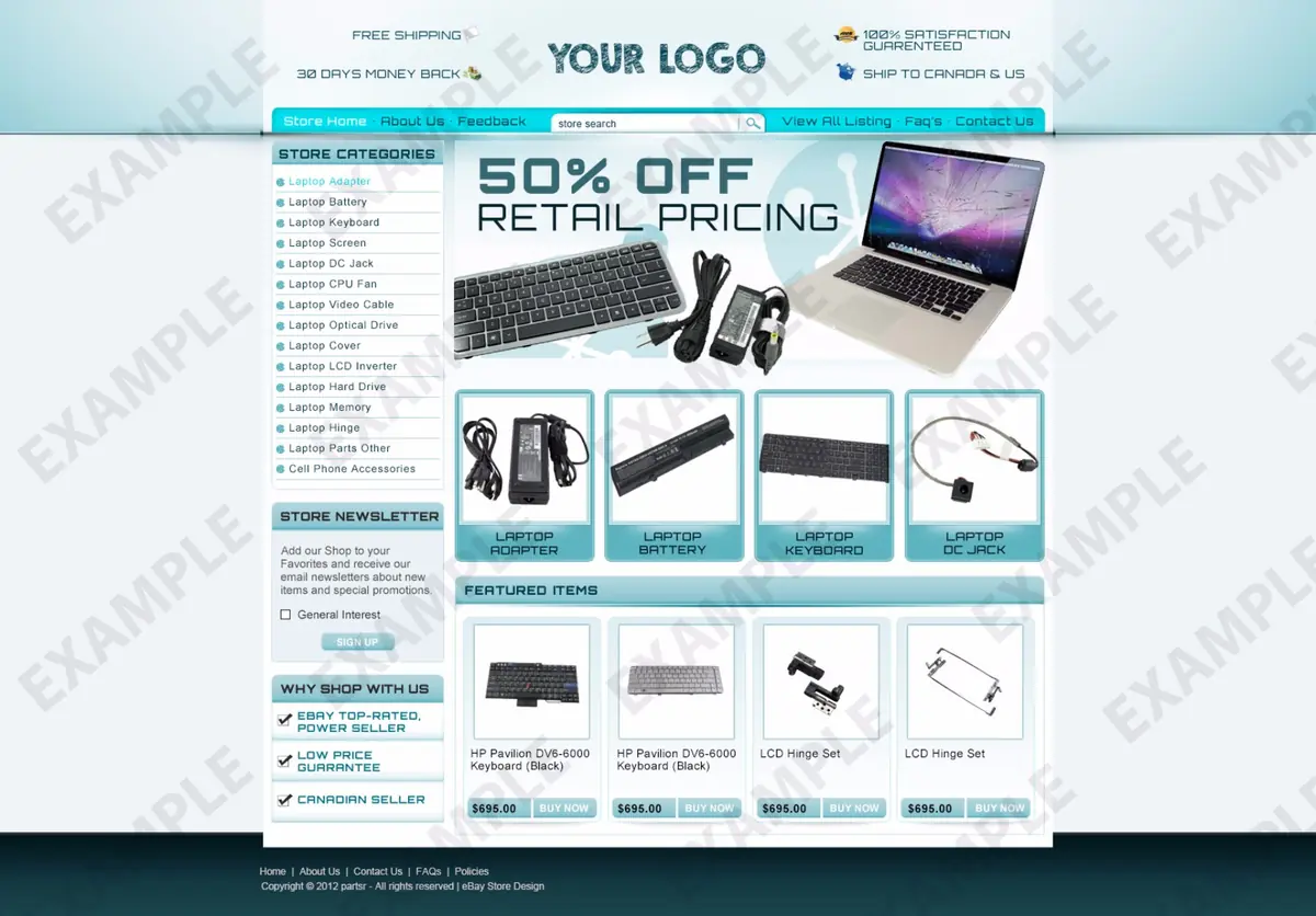 Jander premade eBay store design #1316 for electronics & cameras