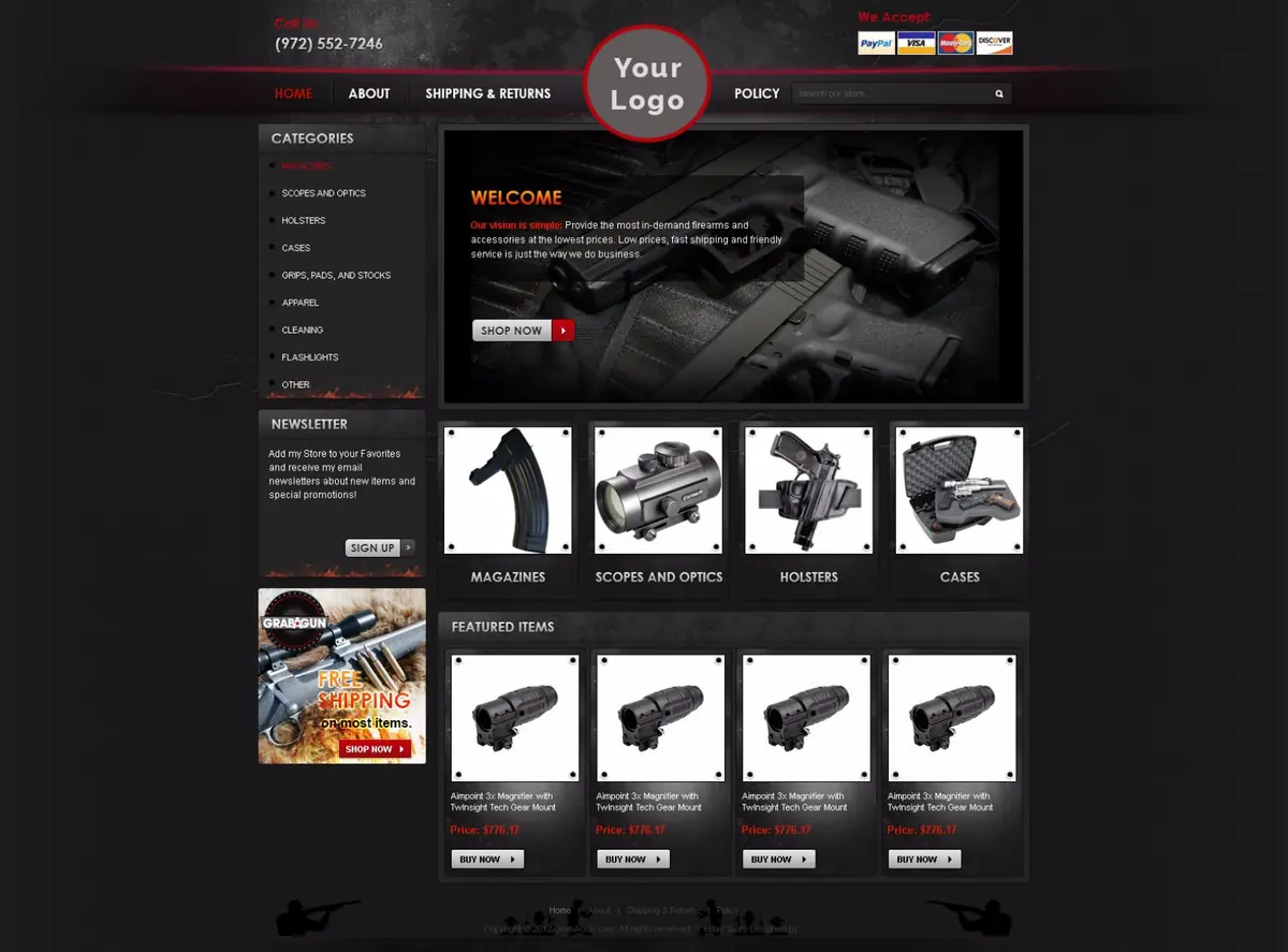 Zaboo premade eBay store design #1337 for sporting goods