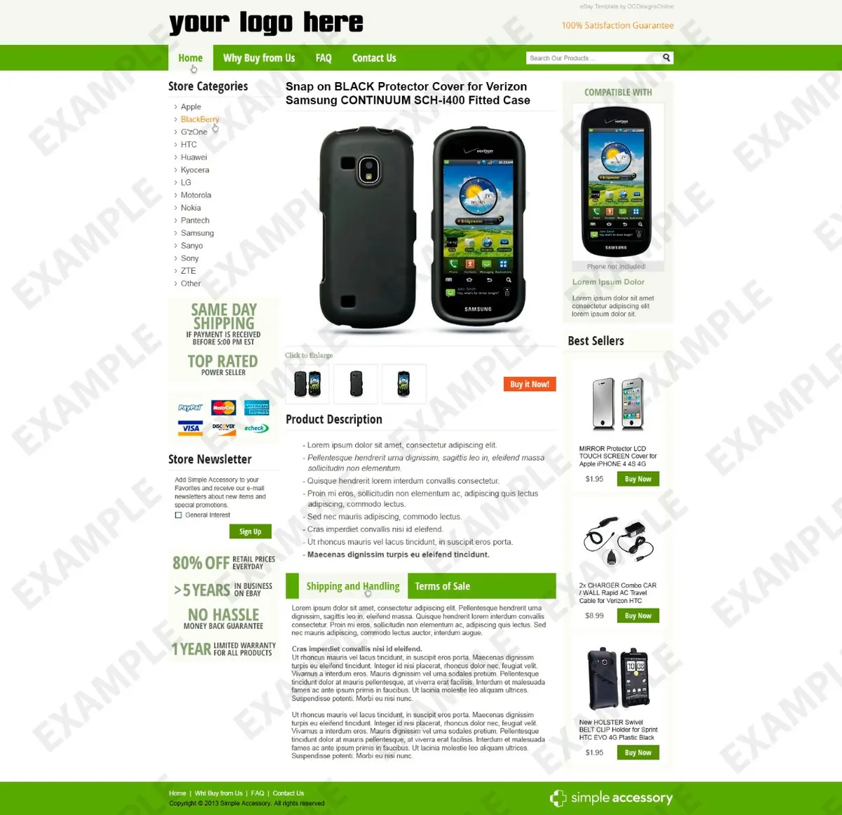Blogvine listing template #1222 — premade eBay design preview