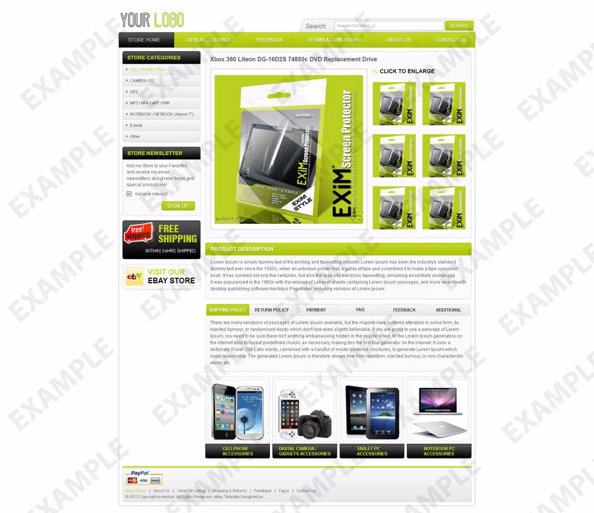 Babblecat listing template #1261 — premade eBay design preview