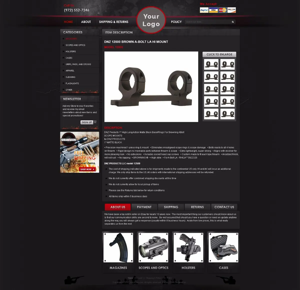 Zaboo premade eBay listing template #1337 for sporting goods