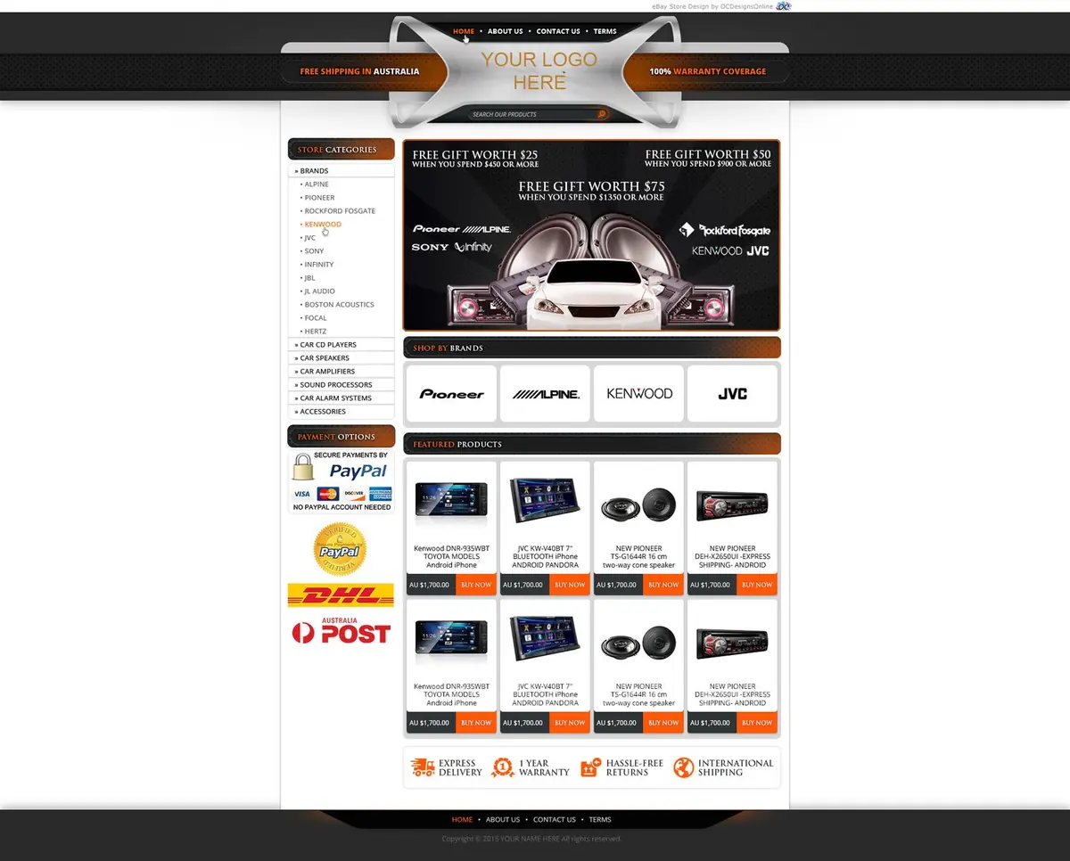 Tadel premade eBay store design #1402 for automotive