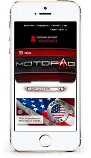 Motofab Lifts store on a phone