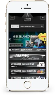 Ultimate Autographs store on a phone