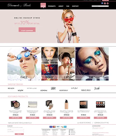 Diamonds & Pearls Shopify theme — premade eBay design preview
