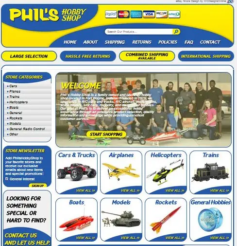 Custom eBay Store Design for Phil's Hobby Shop