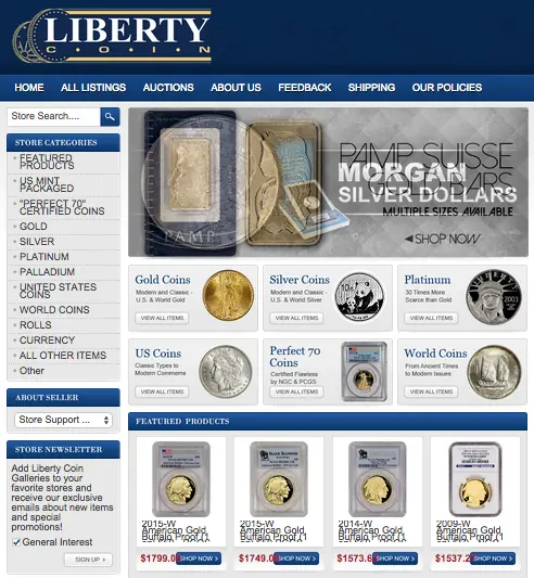 Liberty Coin's custom eBay storefront design