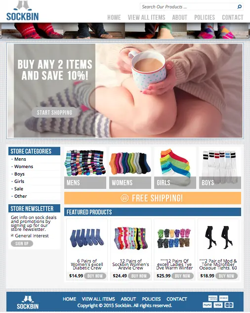 Ocedesignsonline sockbin storefront
