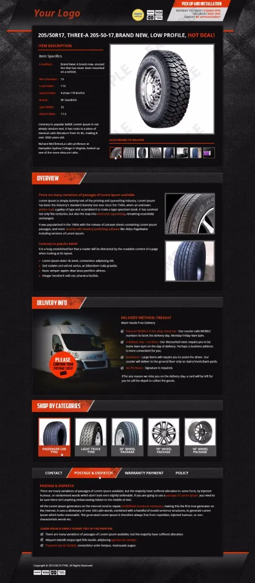 Tagify premade eBay listing template #1324 for automotive