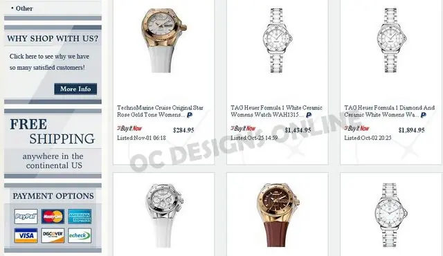 Example of eBay store listing template design