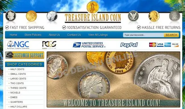 Custom eBay store design for coin stores