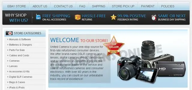 Camera and Camera Accessory Custom eBay Store Design