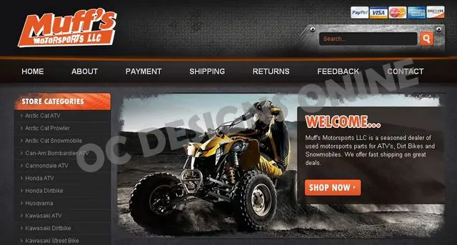 ATV parts and accessory eBay store design