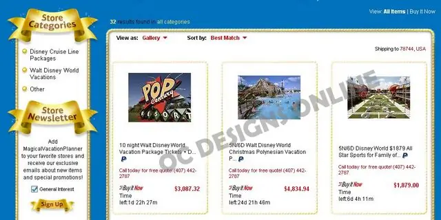 eBay matching category and listing template design