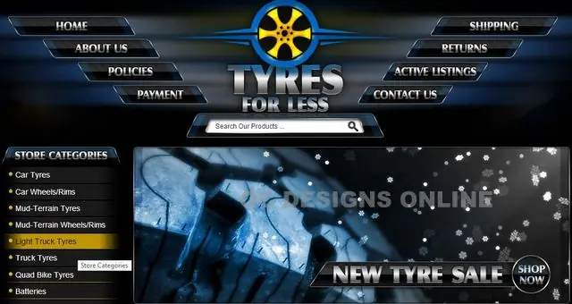 Custom eBay store design for tire stores