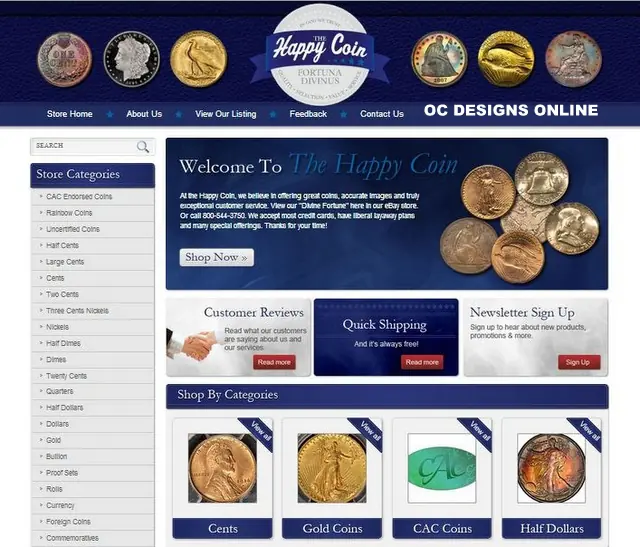 Coin retailer sell more with custom eBay store designs