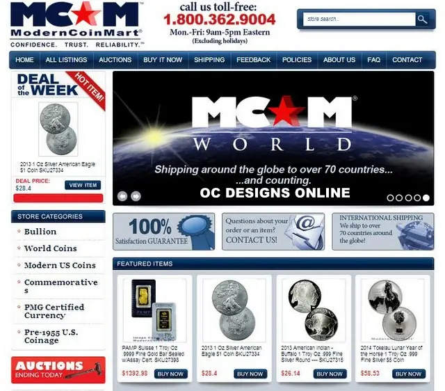 Custom eBay store design for coin retailers