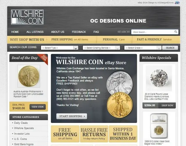Coin retailer custom eBay storefronts