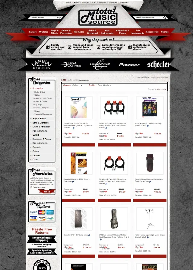 eBay category pages