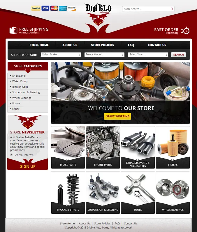 Diablo Auto Parts eBay store design