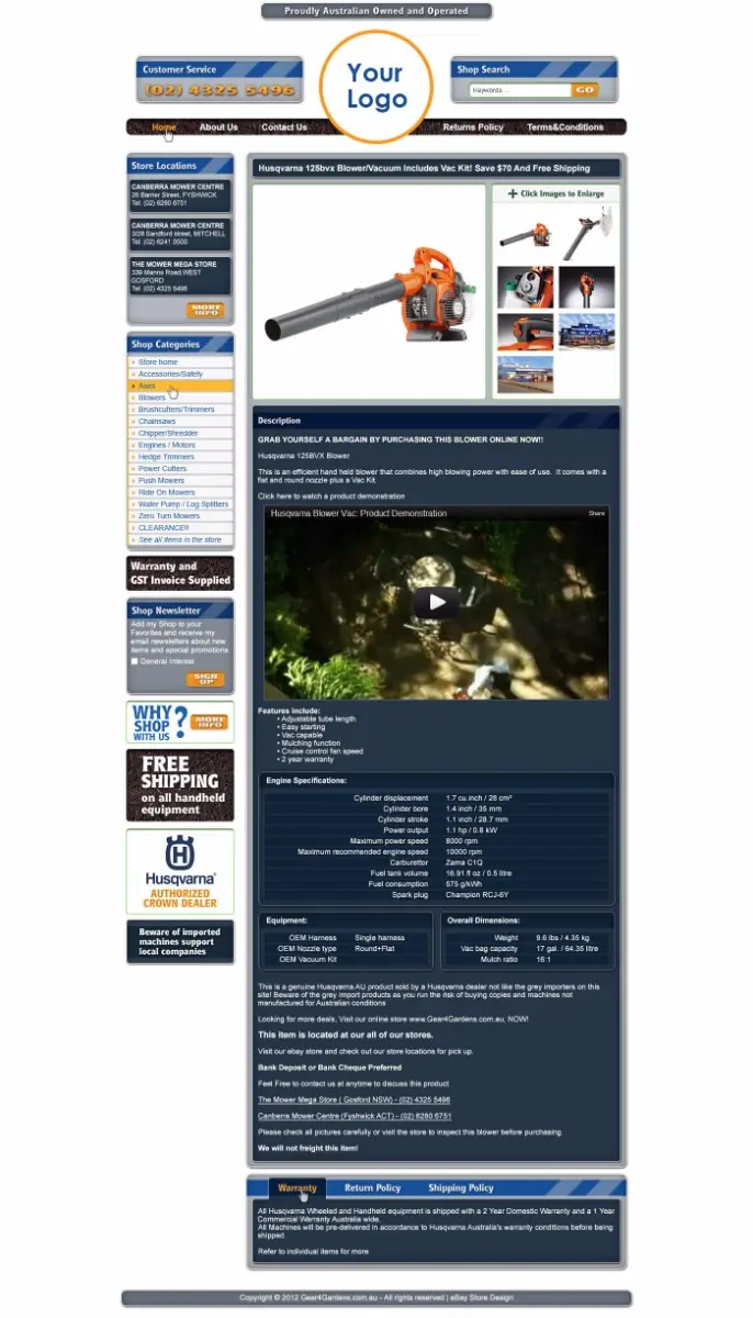 Chatsphere premade eBay listing template #1340 for home & garden