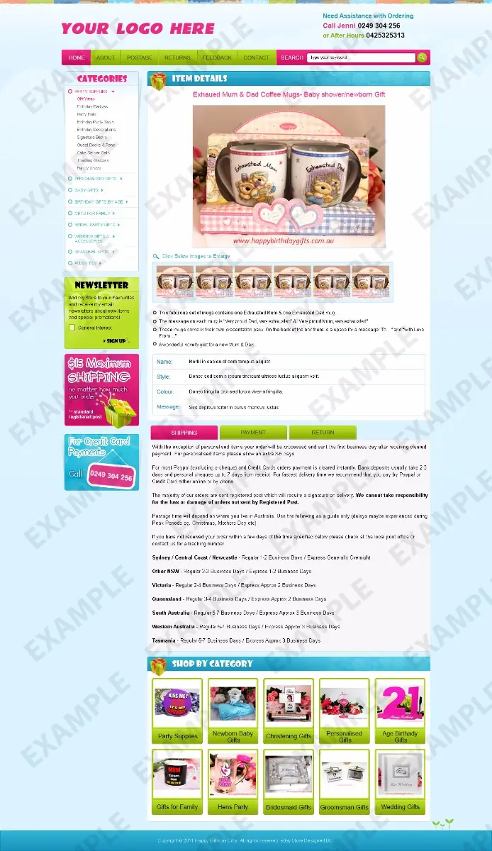 Shufflecat premade eBay listing template #1240 for kids