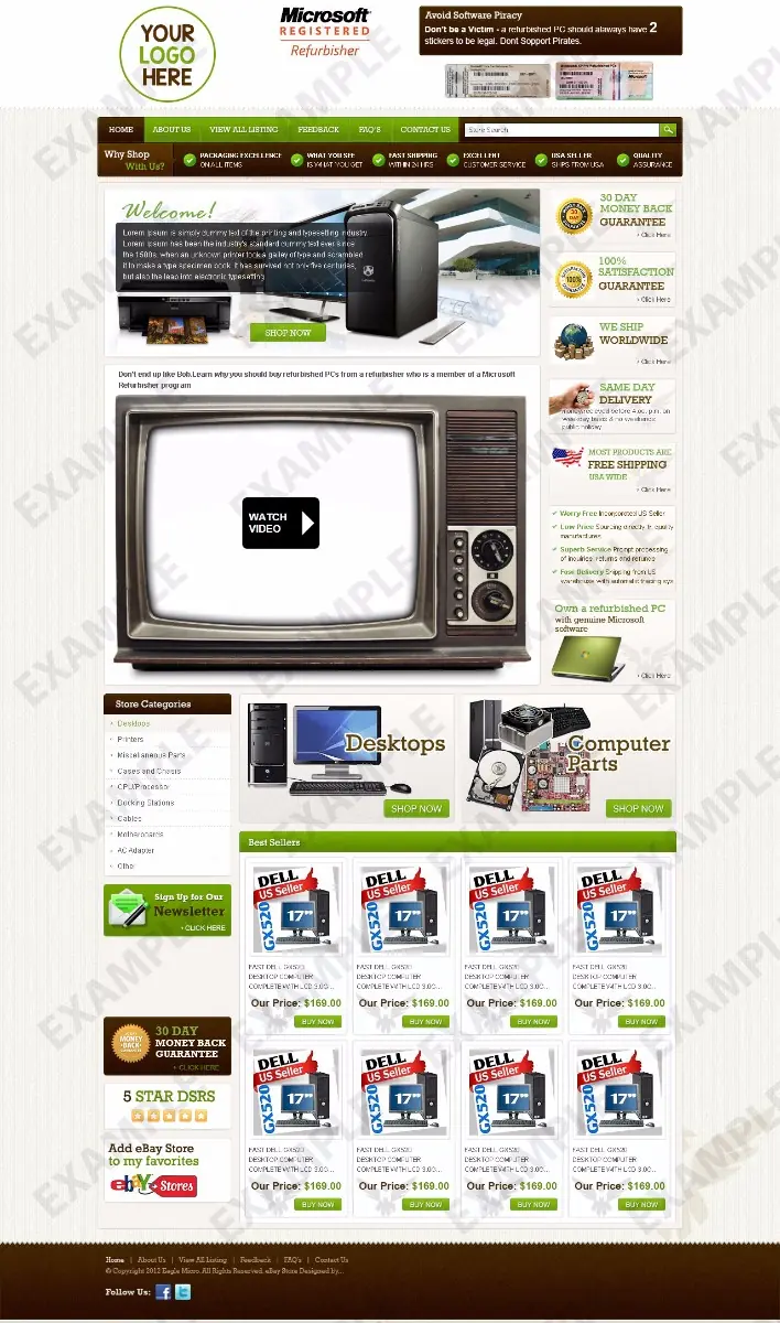 Livepath premade eBay store design #1283 for electronics & cameras