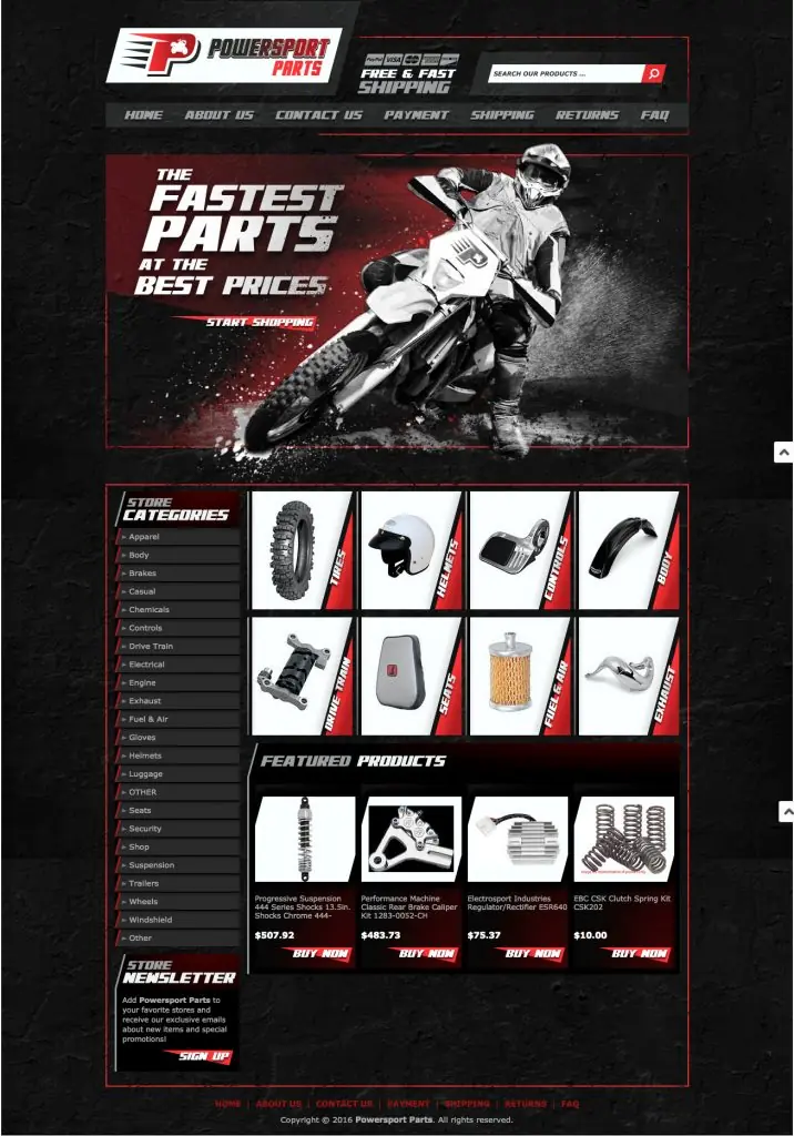 Powersports on eBay and their custom HTML store design