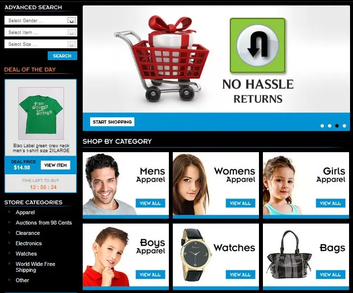 eBay custom category page