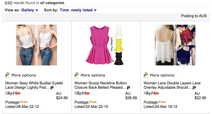 Custom Australia eBay Store Footer