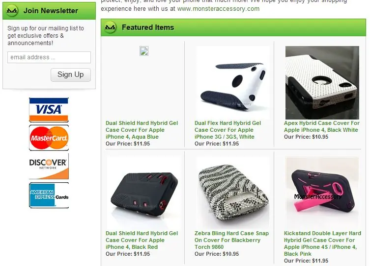 Showcase products with custom volusion store design