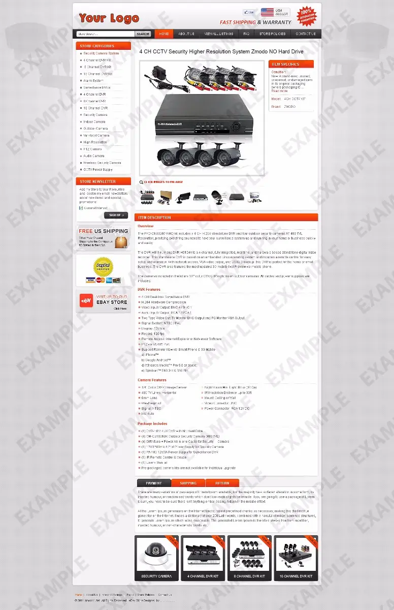 Thoughtblab premade eBay listing template #1277 for electronics & cameras