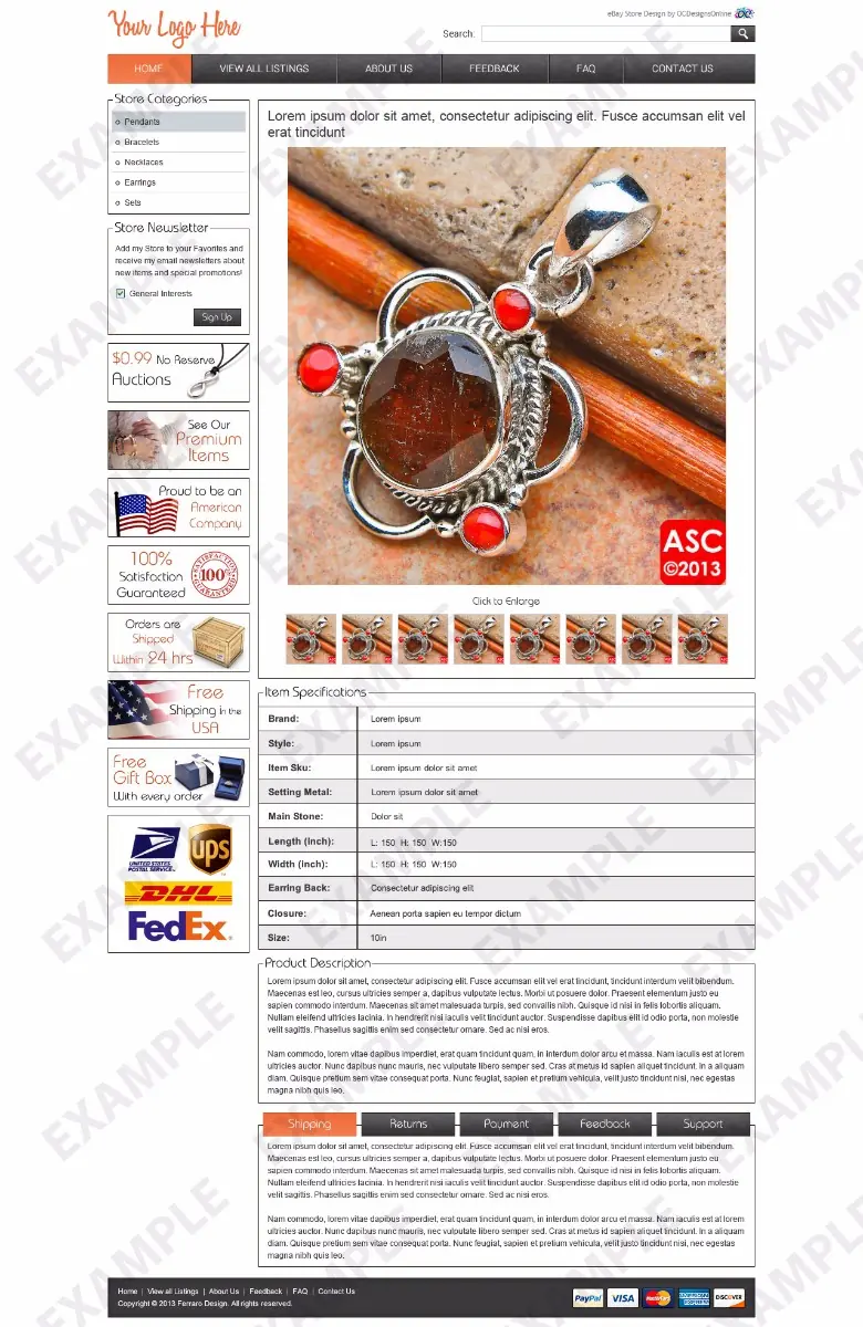 Brightbuzz listing template #1293 — premade eBay design preview
