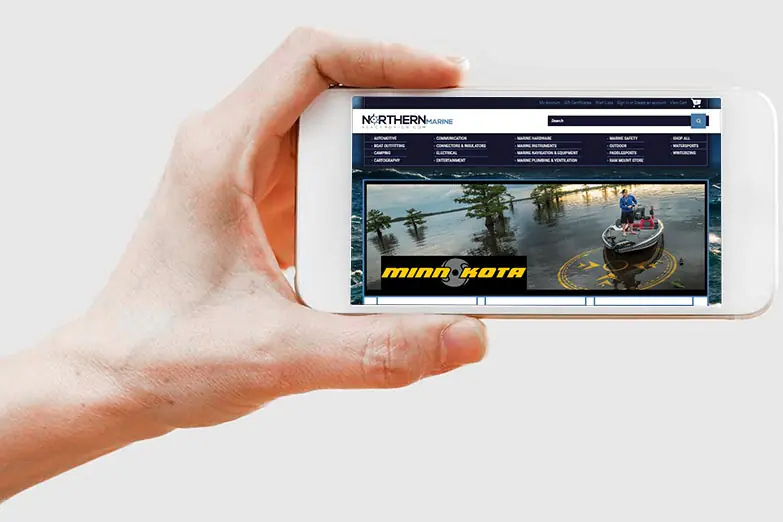 Northern Marine Electronics mobile store design on a phone