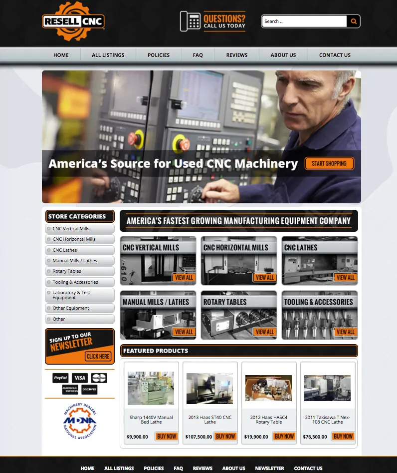 Resell CNC's new eBay storefront design